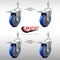 Service Caster 5 Inch SS Blue Polyurethane 3/8 Inch Threaded Stem Caster Set Total Lock Brake SCC-SSTSTTL20S514-PPUB-BLUE-381615-4 - alternate 4